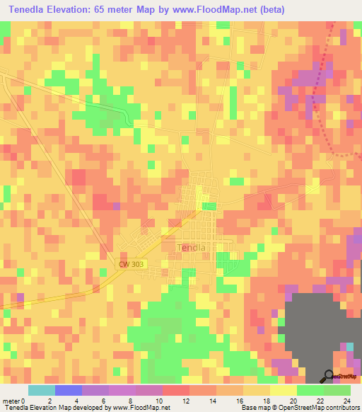 Tenedla,Algeria Elevation Map