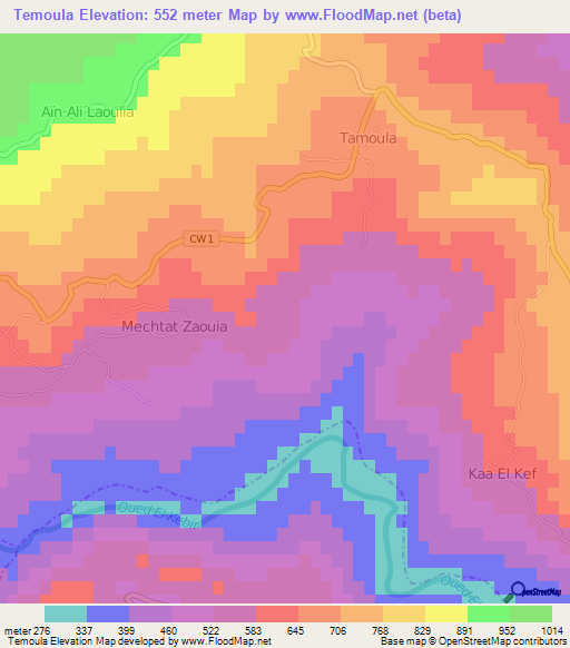 Temoula,Algeria Elevation Map