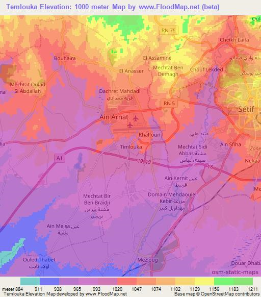 Temlouka,Algeria Elevation Map