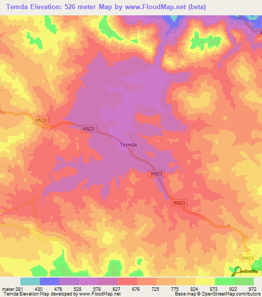 Temda,Algeria Elevation Map