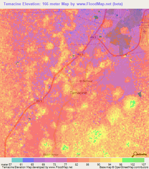 Temacine,Algeria Elevation Map