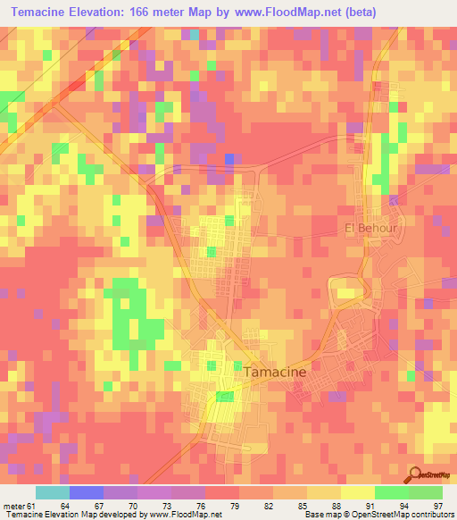 Temacine,Algeria Elevation Map