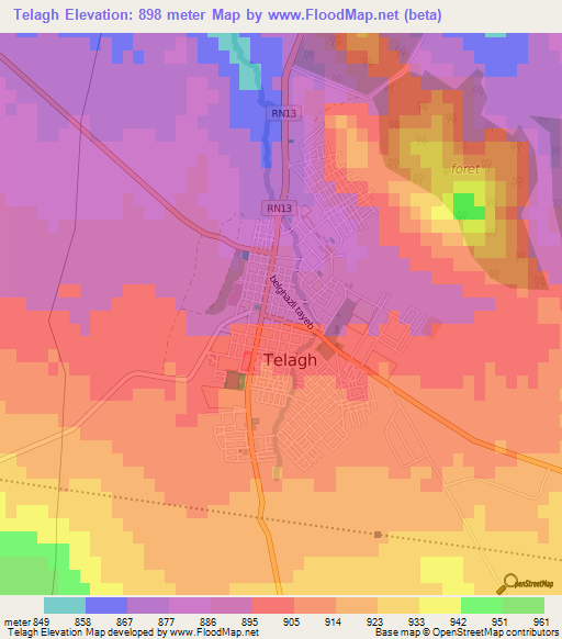 Telagh,Algeria Elevation Map
