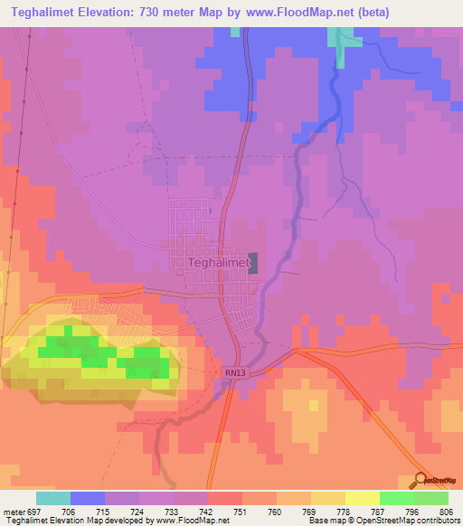 Teghalimet,Algeria Elevation Map
