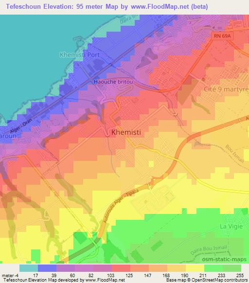 Tefeschoun,Algeria Elevation Map