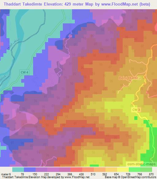 Thaddart Takedimte,Algeria Elevation Map