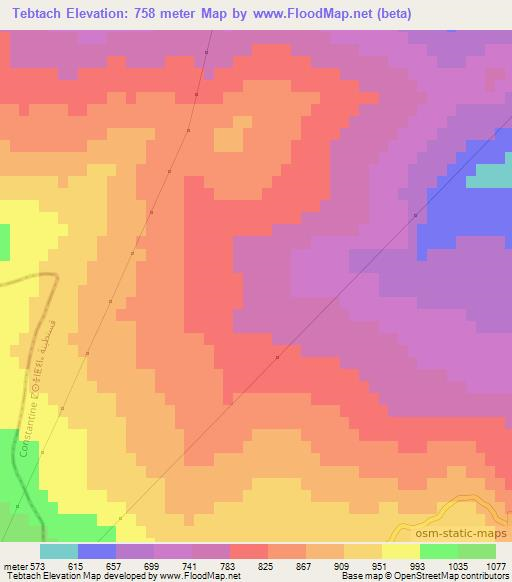 Tebtach,Algeria Elevation Map