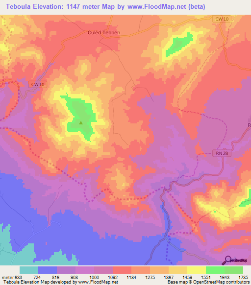 Teboula,Algeria Elevation Map
