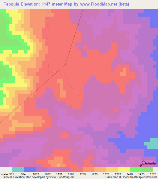 Teboula,Algeria Elevation Map