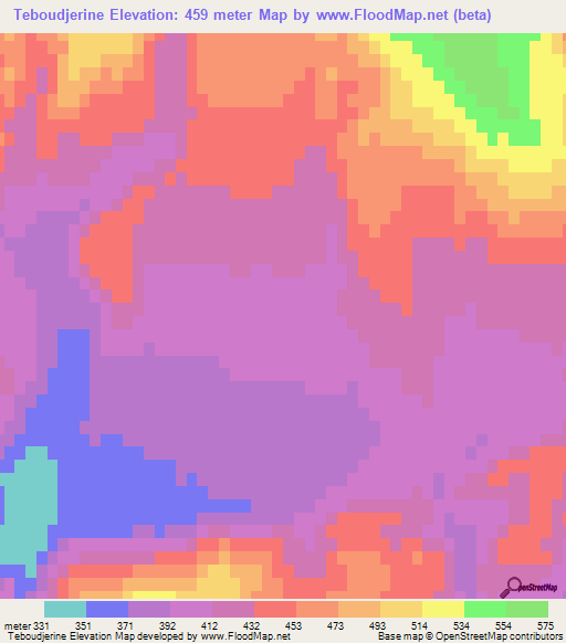 Teboudjerine,Algeria Elevation Map