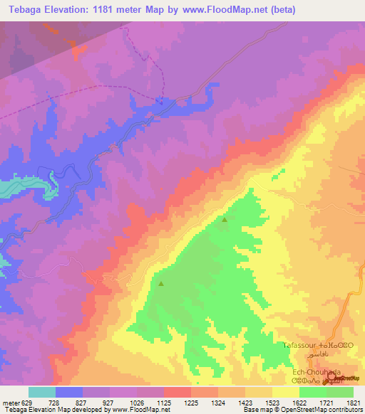 Tebaga,Algeria Elevation Map