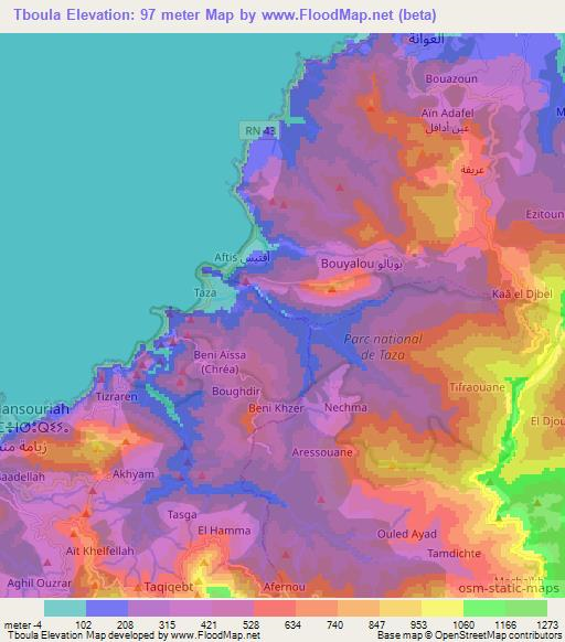 Tboula,Algeria Elevation Map