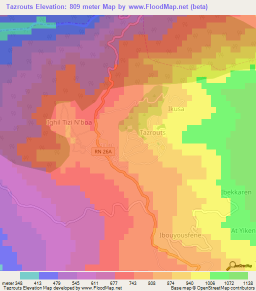 Tazrouts,Algeria Elevation Map