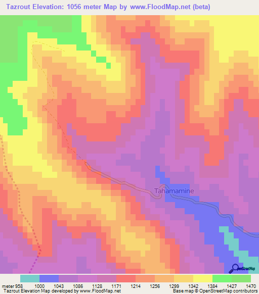 Tazrout,Algeria Elevation Map