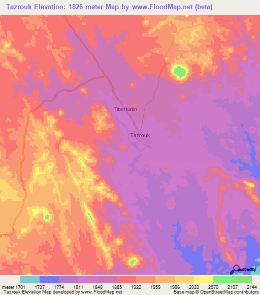 Tazrouk,Algeria Elevation Map