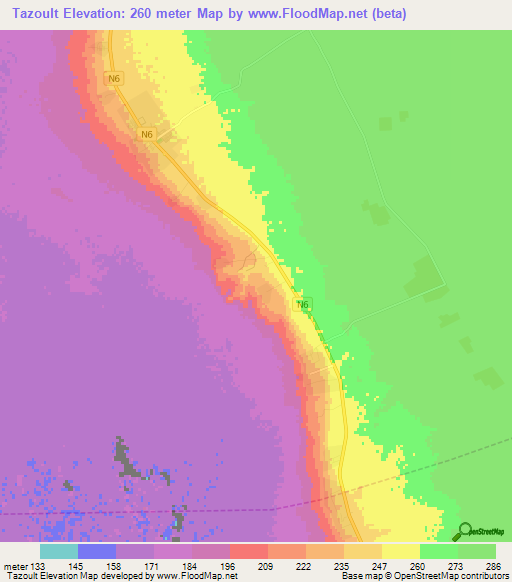 Tazoult,Algeria Elevation Map