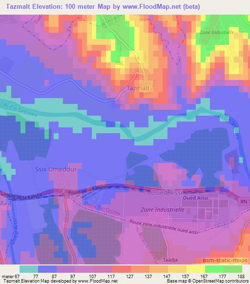 Tazmalt,Algeria Elevation Map