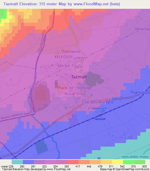 Tazmalt,Algeria Elevation Map