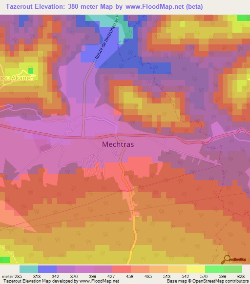 Tazerout,Algeria Elevation Map