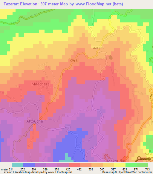 Tazerart,Algeria Elevation Map