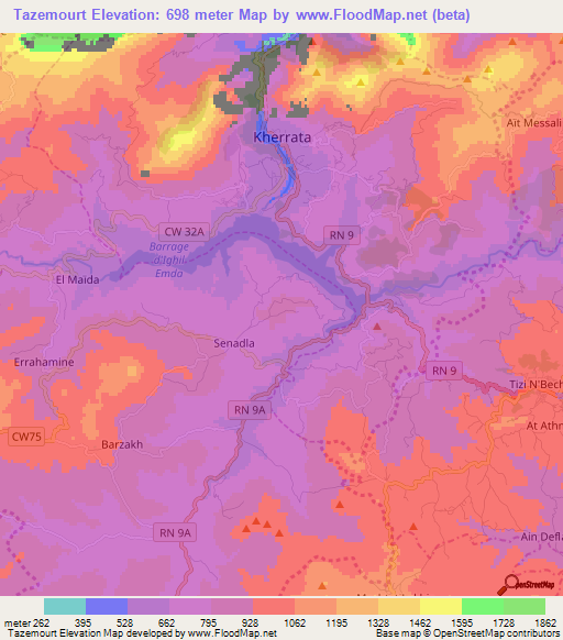 Tazemourt,Algeria Elevation Map
