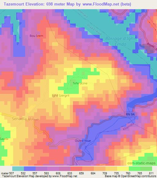 Tazemourt,Algeria Elevation Map