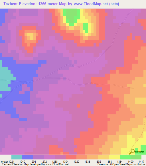 Tazbent,Algeria Elevation Map