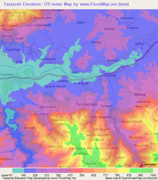 Tazazrait,Algeria Elevation Map