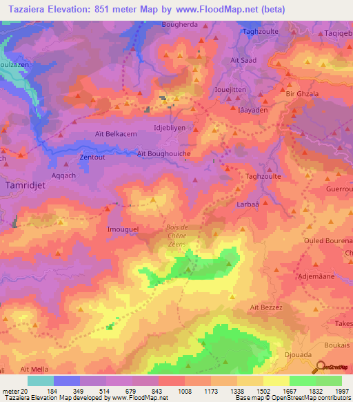 Tazaiera,Algeria Elevation Map