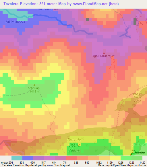 Tazaiera,Algeria Elevation Map