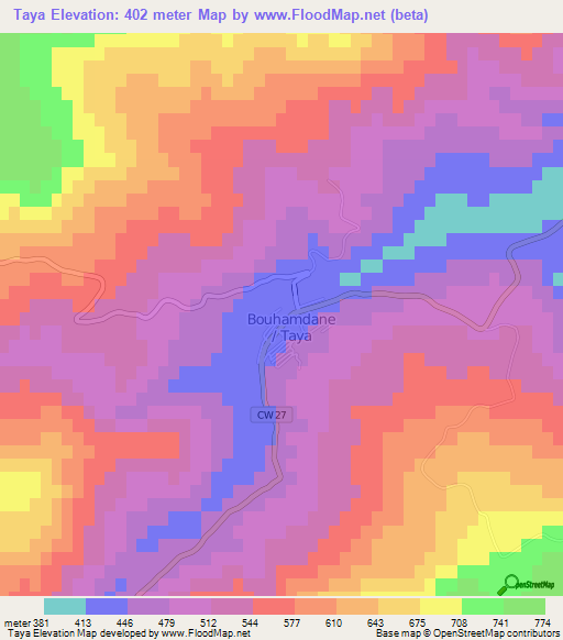 Taya,Algeria Elevation Map