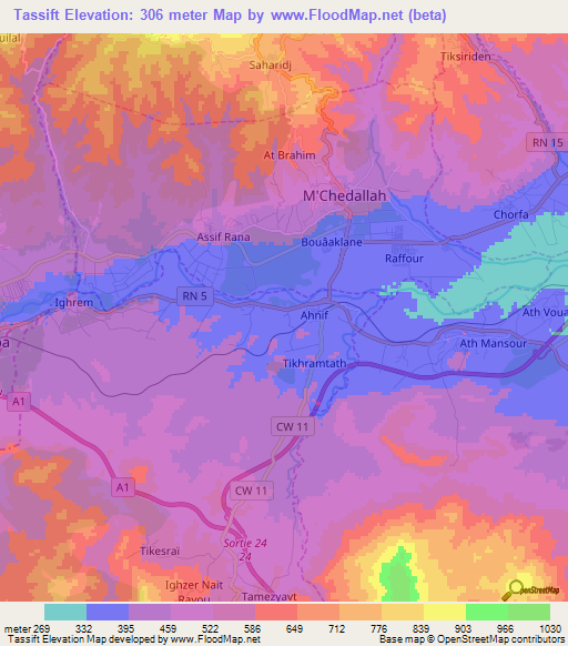 Tassift,Algeria Elevation Map