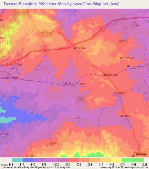 Tassera,Algeria Elevation Map