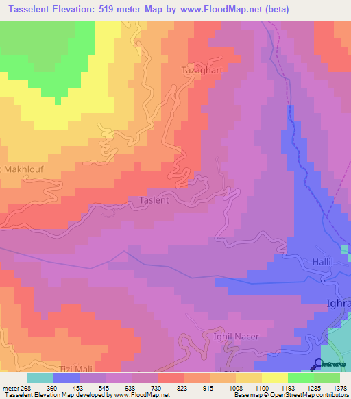 Tasselent,Algeria Elevation Map