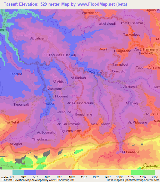 Tassaft,Algeria Elevation Map