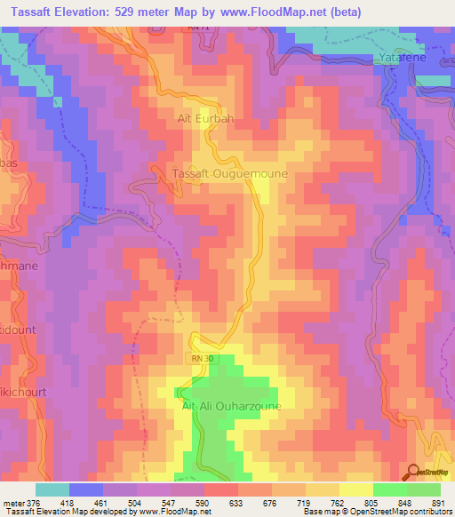 Tassaft,Algeria Elevation Map
