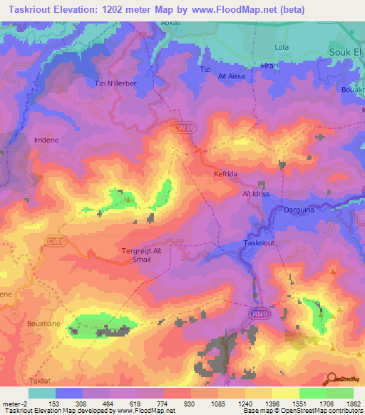 Taskriout,Algeria Elevation Map