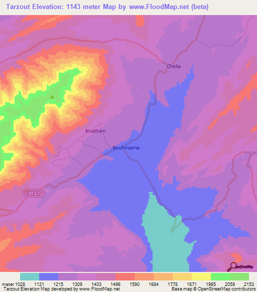 Tarzout,Algeria Elevation Map