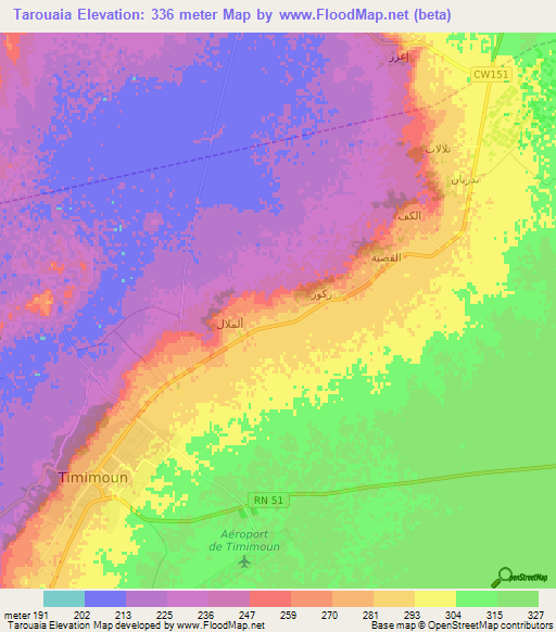 Tarouaia,Algeria Elevation Map