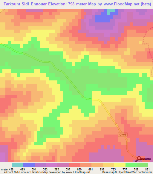 Tarkount Sidi Ennouar,Algeria Elevation Map