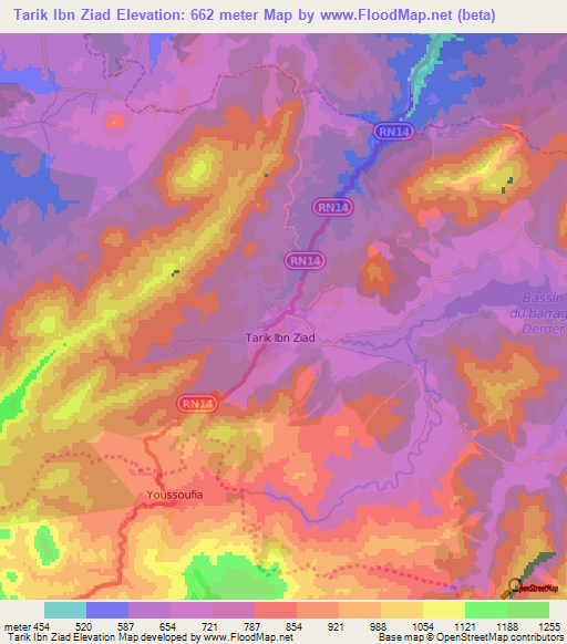Tarik Ibn Ziad,Algeria Elevation Map