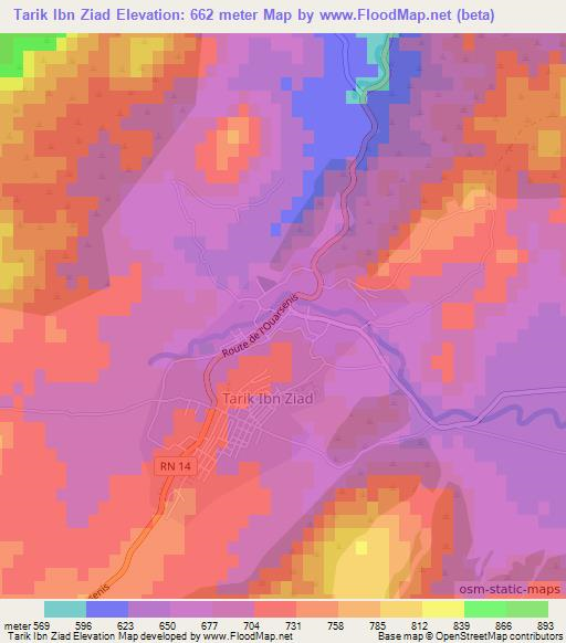 Tarik Ibn Ziad,Algeria Elevation Map