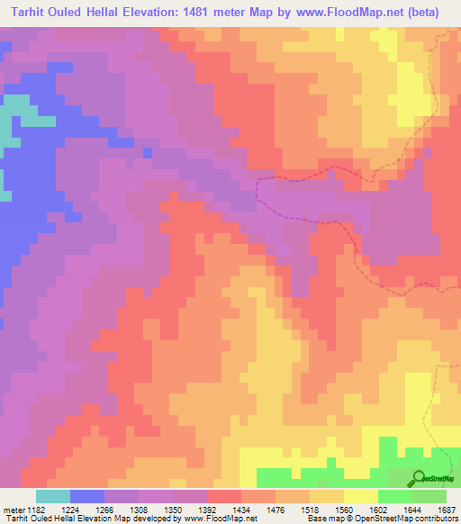 Tarhit Ouled Hellal,Algeria Elevation Map