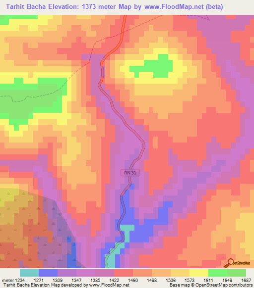 Tarhit Bacha,Algeria Elevation Map