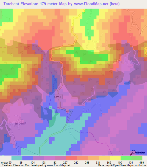 Tarebent,Algeria Elevation Map