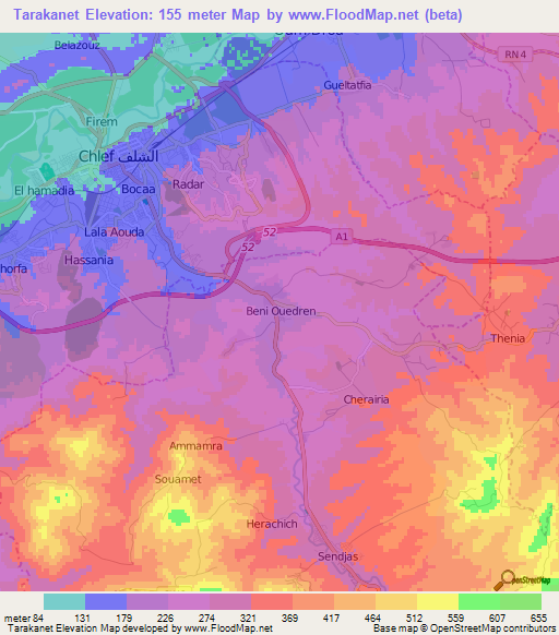 Tarakanet,Algeria Elevation Map