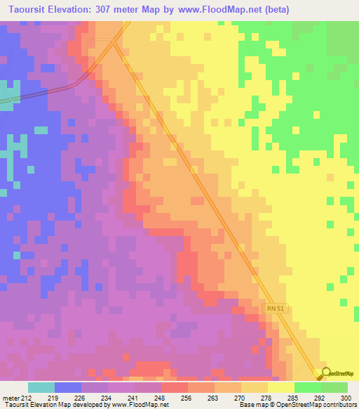 Taoursit,Algeria Elevation Map