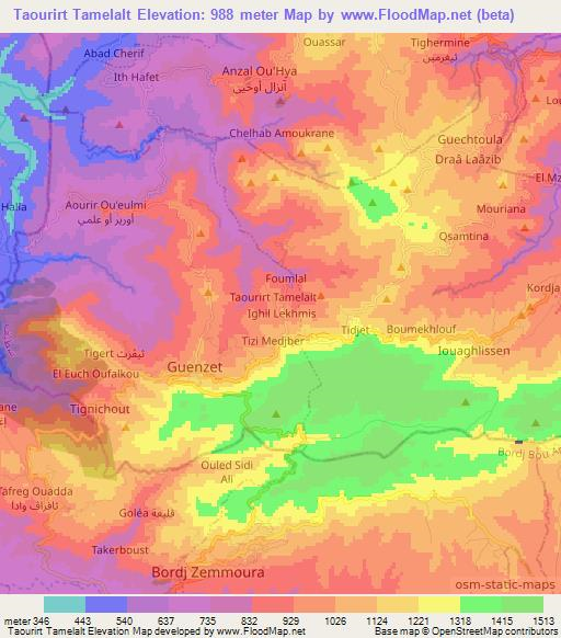 Taourirt Tamelalt,Algeria Elevation Map