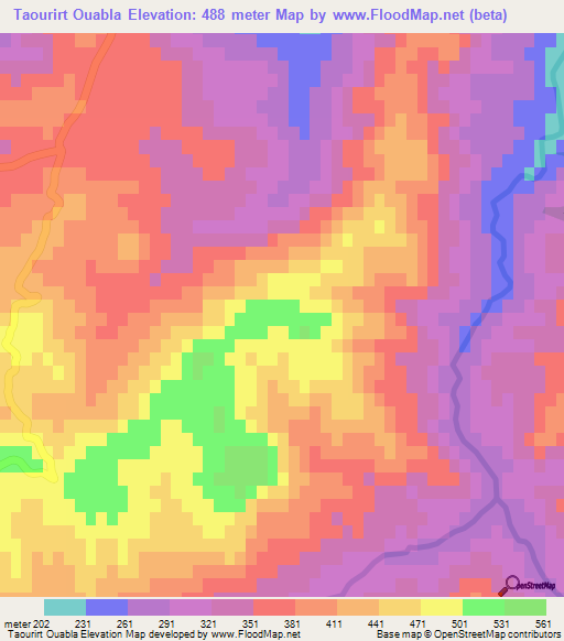 Taourirt Ouabla,Algeria Elevation Map