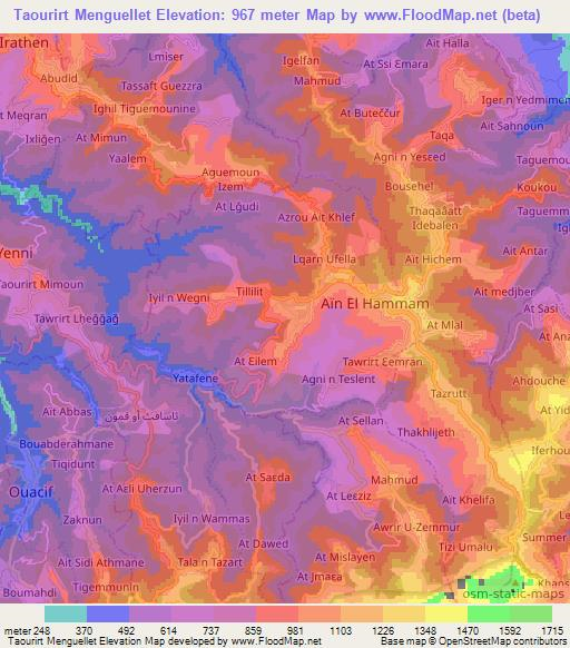 Taourirt Menguellet,Algeria Elevation Map